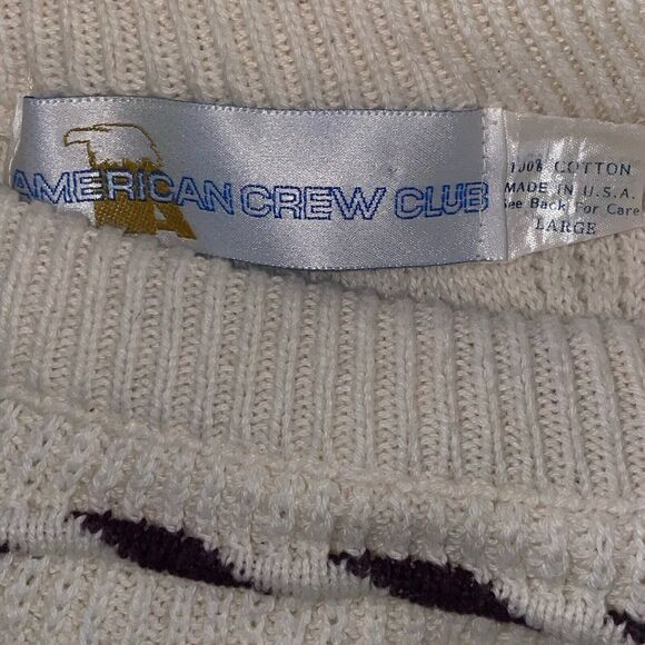 Vintage American Crew Club Sweater Size Large Ivory Made In USA - Picture 5 of 5